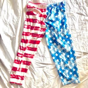 Patriotic/4th of July red white and blue crop leggings